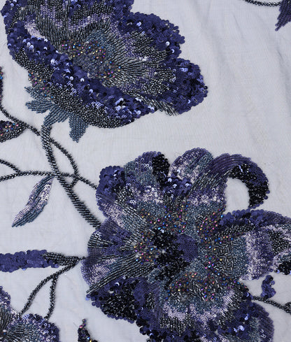 Net Embroidered Floral Cut-Bead & Sequin Fabric