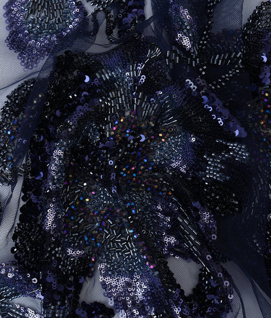 Net Embroidered Floral Cut-Bead & Sequin Fabric