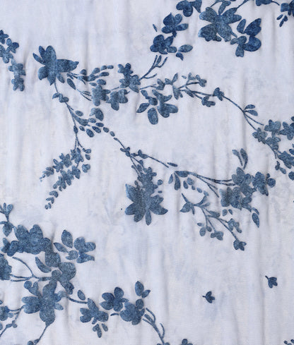 Stretch Net Velvet Floral Appliqué Embroidery Fabric