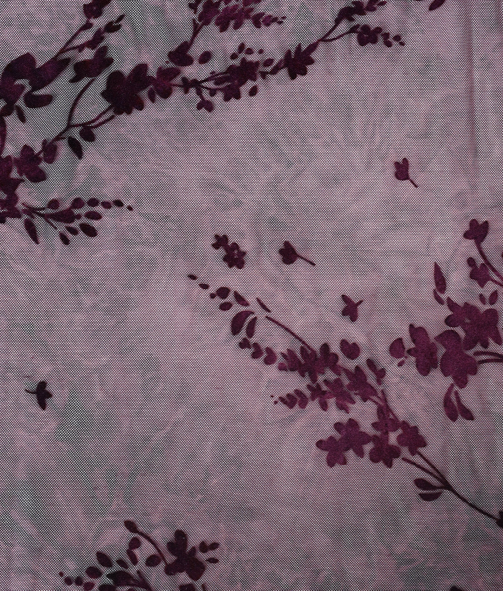 Stretch Net Velvet Floral Appliqué Embroidery Fabric