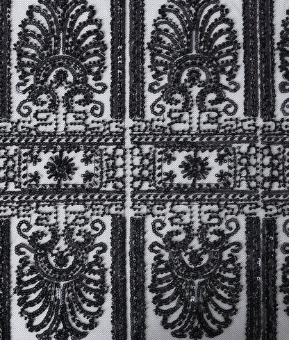 Net Heavy Embroidered Geometric Fabric
