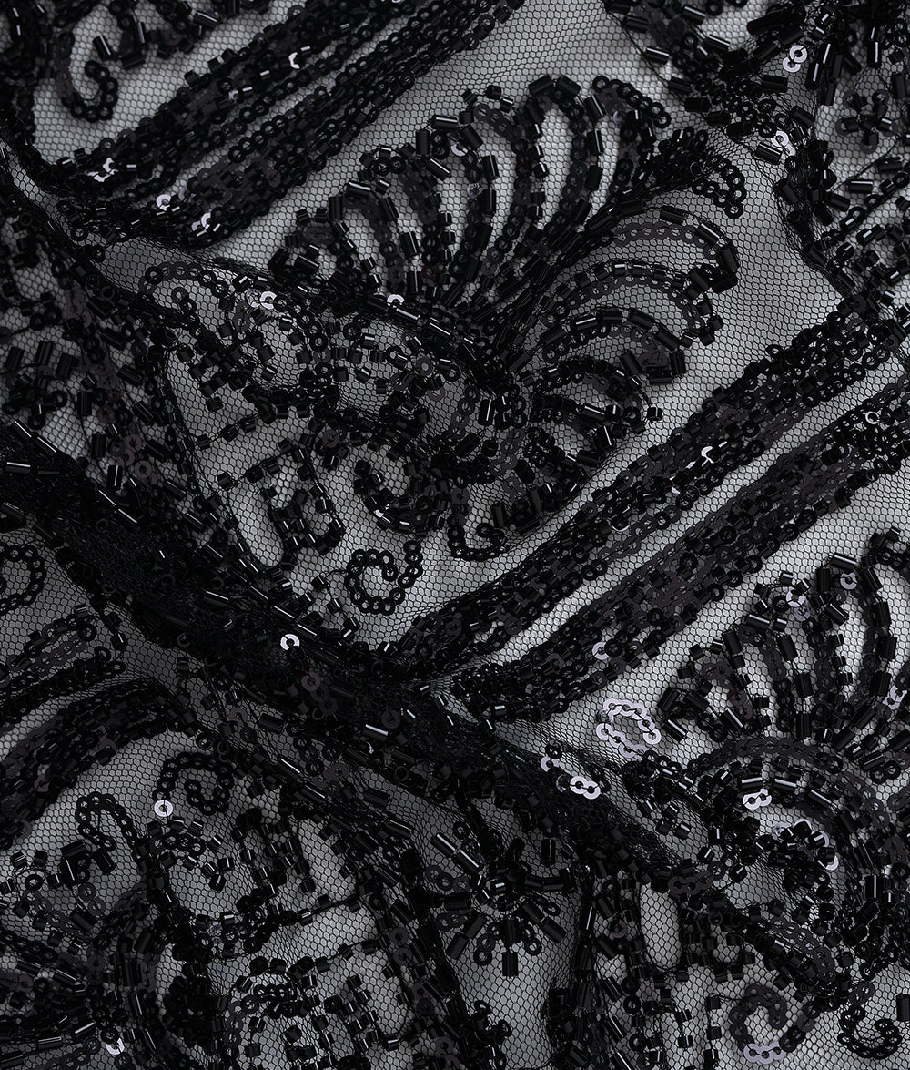 Net Heavy Embroidered Geometric Fabric