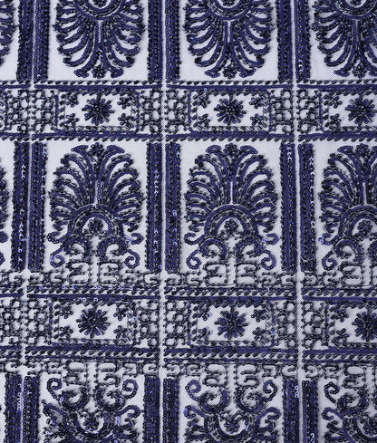 Net Heavy Embroidered Geometric Fabric