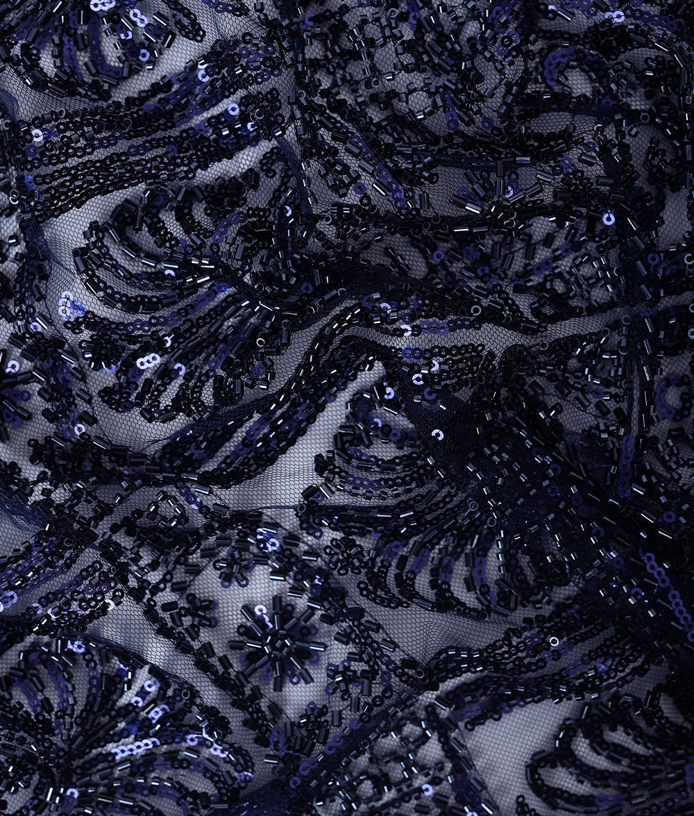 Net Heavy Embroidered Geometric Fabric