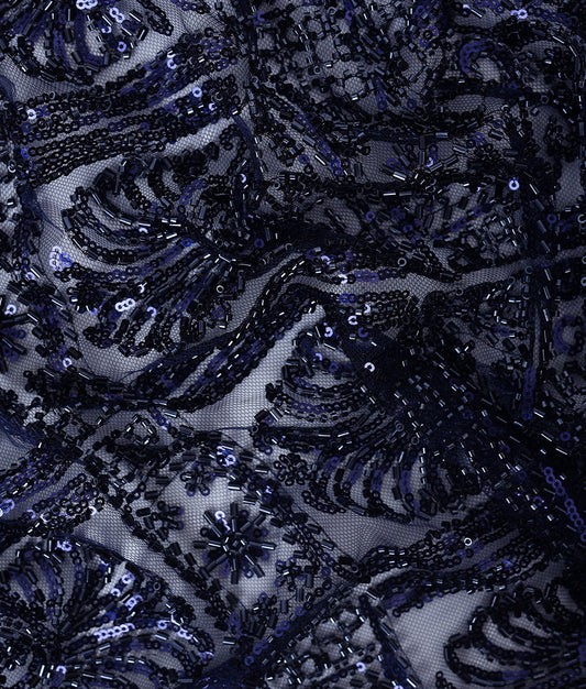 Net Heavy Embroidered Geometric Fabric