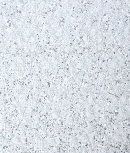Net Thread-Web Interlinked Pearl Bead and Sequin Embroidery Fabric