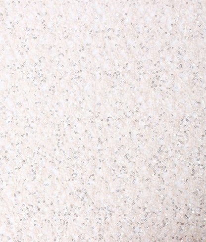 Net Thread-Web Interlinked Pearl Bead and Sequin Embroidery Fabric