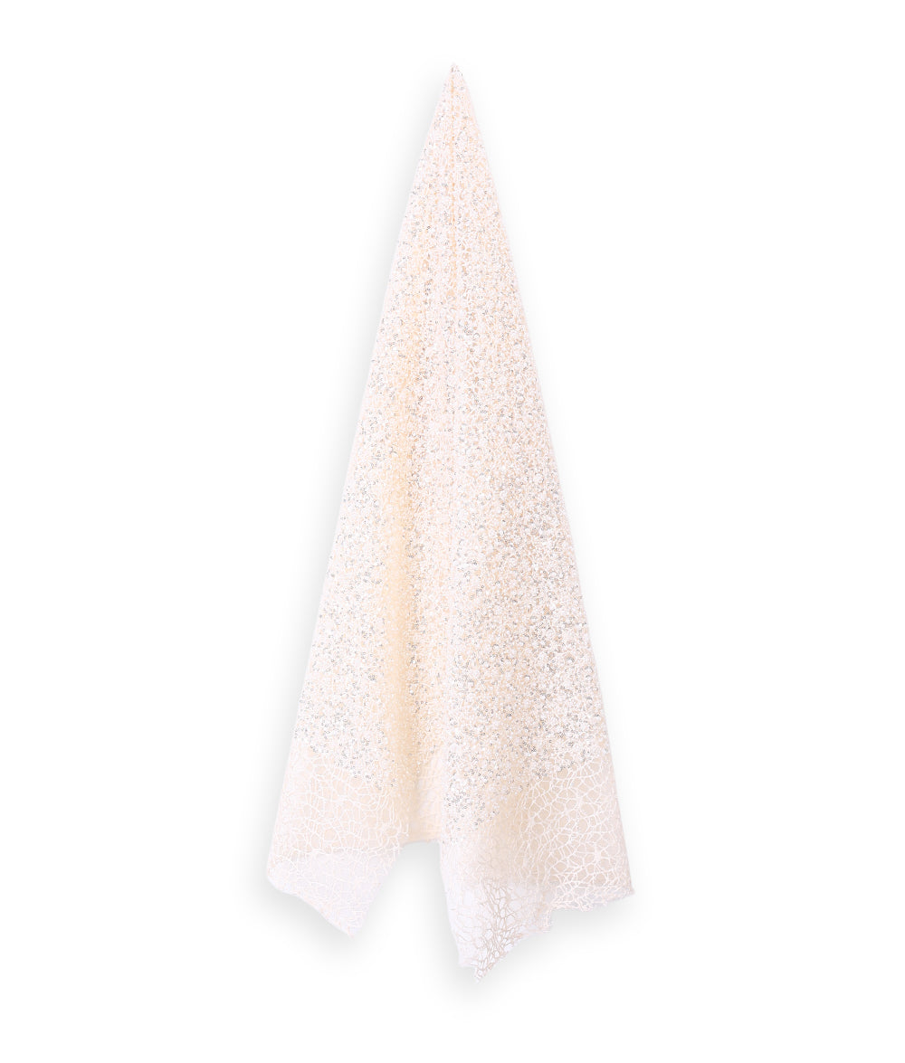 Net Thread-Web Interlinked Pearl Bead and Sequin Embroidery Fabric