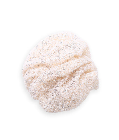 Net Thread-Web Interlinked Pearl Bead and Sequin Embroidery Fabric