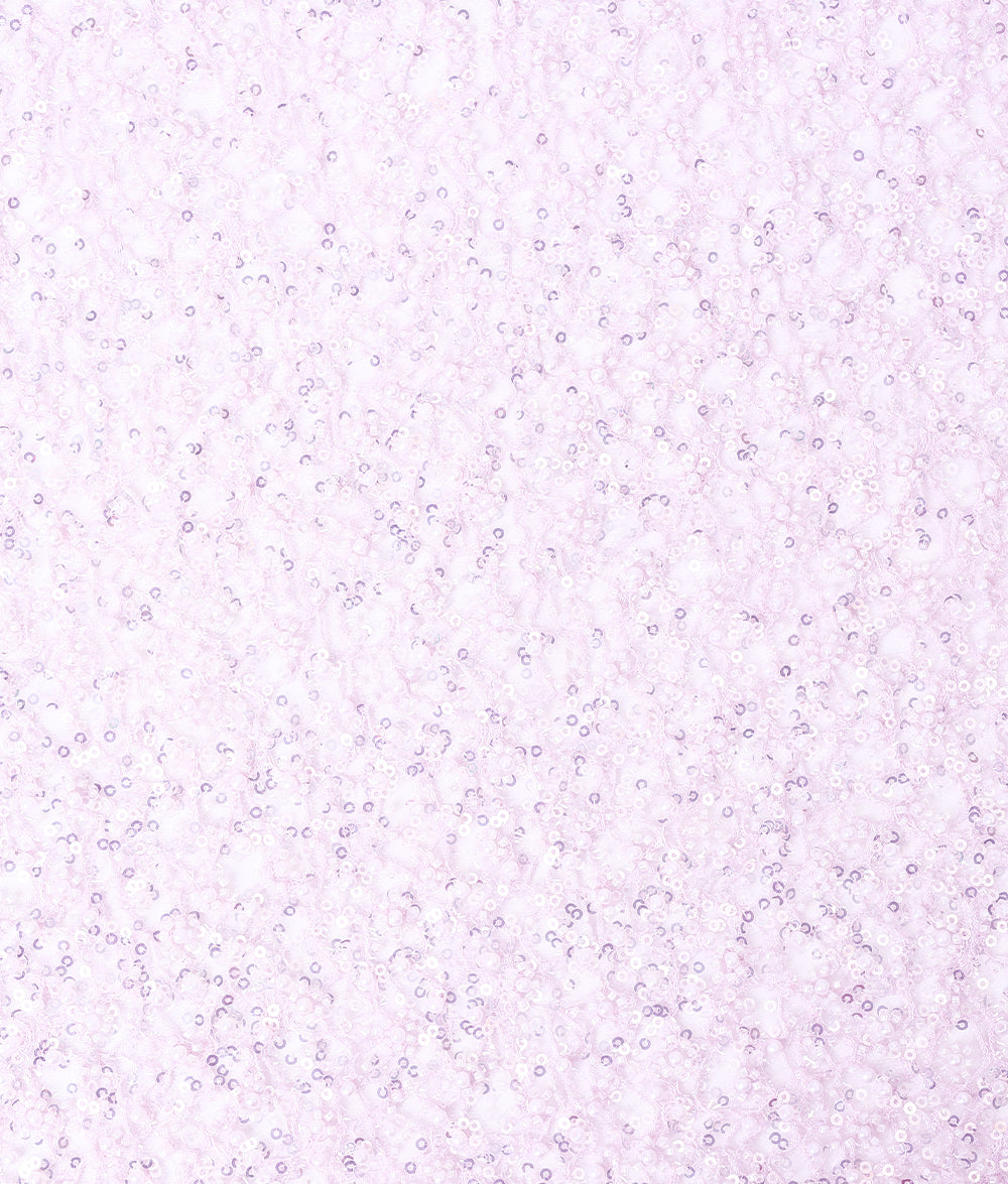 Net Thread-Web Interlinked Pearl Bead and Sequin Embroidery Fabric