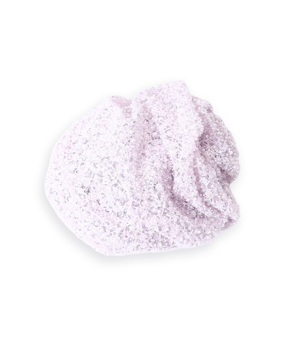 Net Thread-Web Interlinked Pearl Bead and Sequin Embroidery Fabric