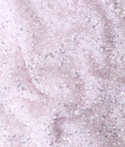 Net Thread-Web Interlinked Pearl Bead and Sequin Embroidery Fabric
