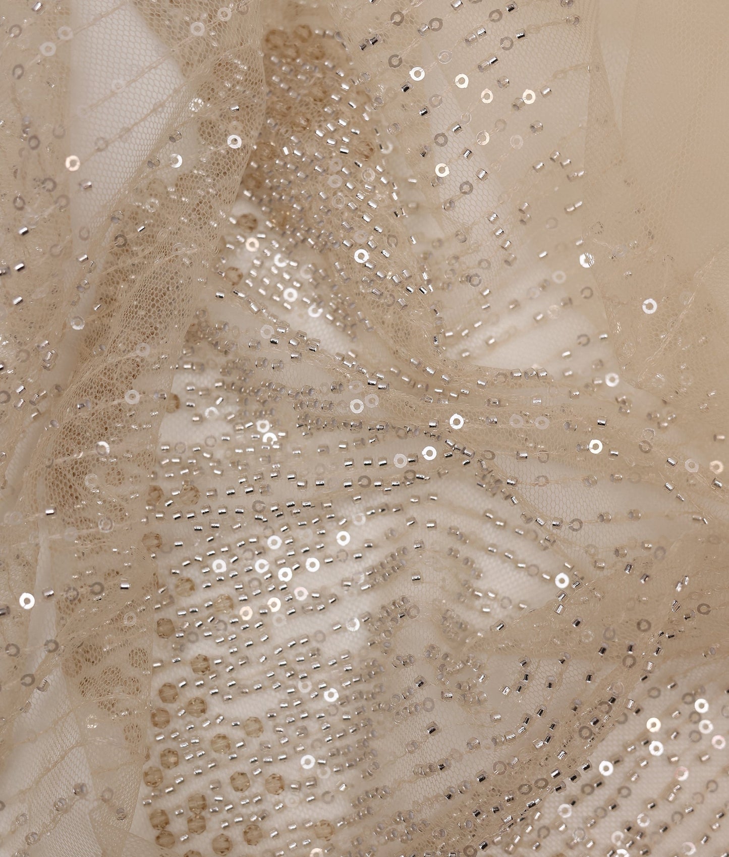 Mikelle Sequins and Beads Threads Embroidery Fabric (N-23DY09160)