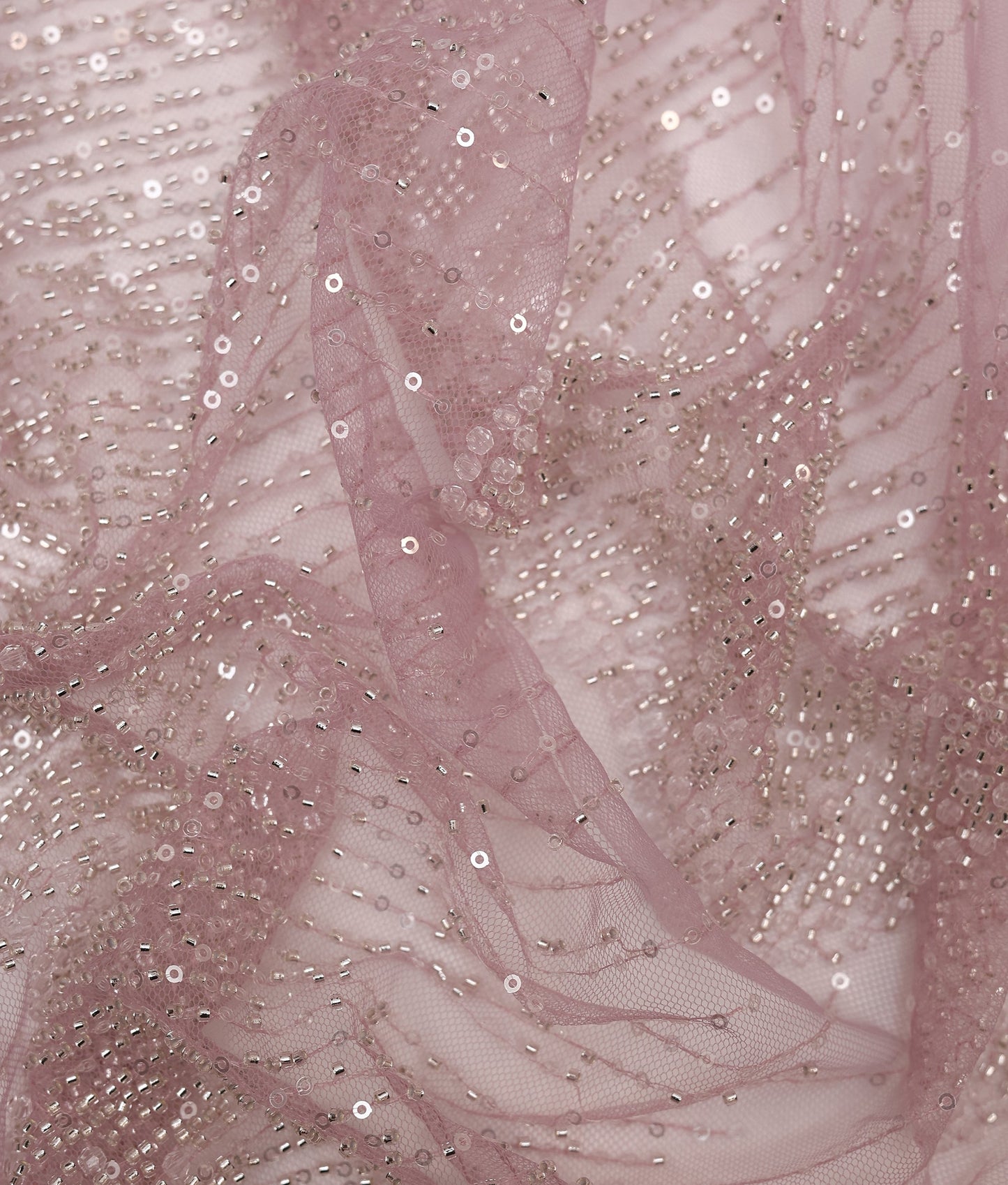Mikelle Sequins and Beads Threads Embroidery Fabric (N-23DY09160)