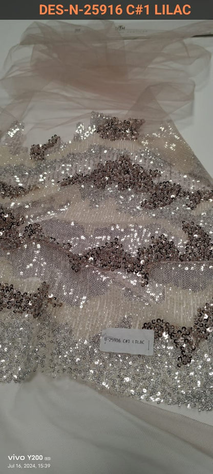 Tiara Sequins and Beads Embroidery Fabric (N-25916)