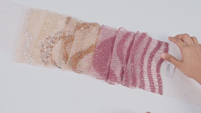 Net Ombre Wavy Beaded Embroidery Fabric